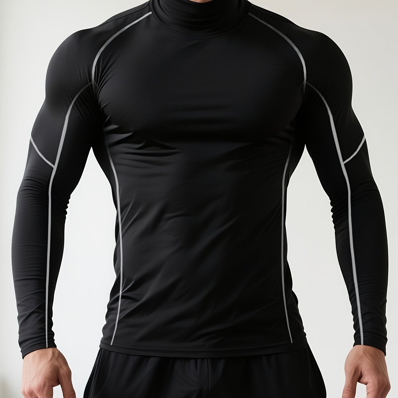 Herren Stretch Fit Shirt mit langen Ärmeln und hohem Kragen | Thermal Wear