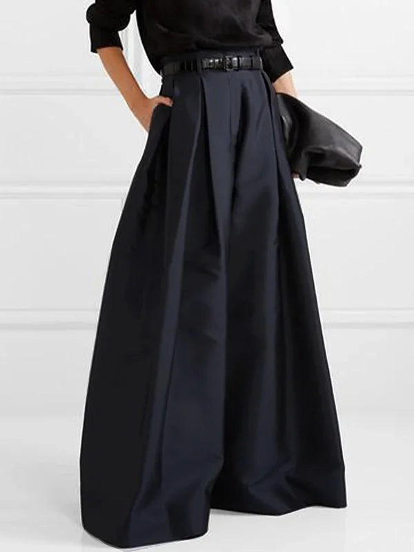 Damen Hohe Taille Maxi Rock | Falten Design