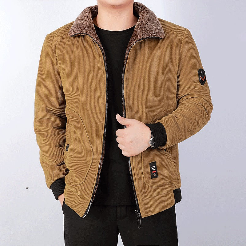 Bomberjacke für Herren – Textur – Sherpa-Futter – Lockere Passform – Reißverschluss vorne – Lässig