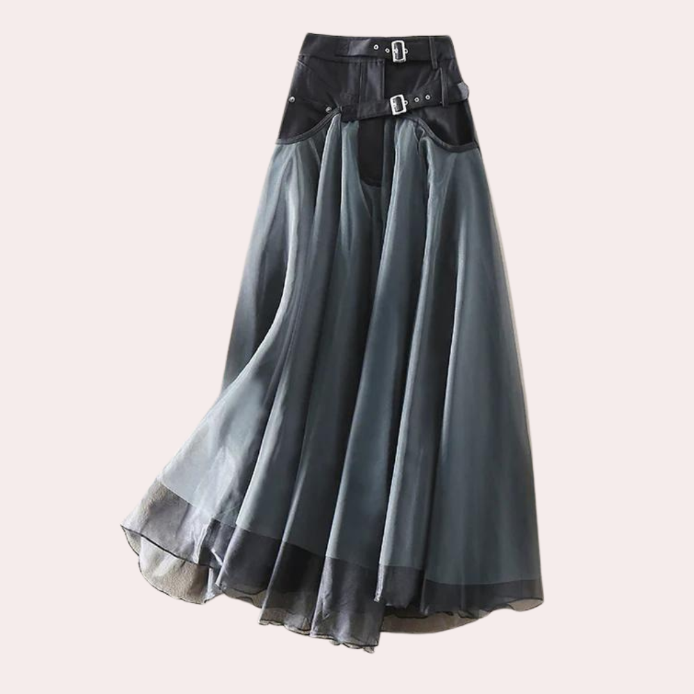 Damen Hohe Taille Maxi Rock | Schnallen Detail