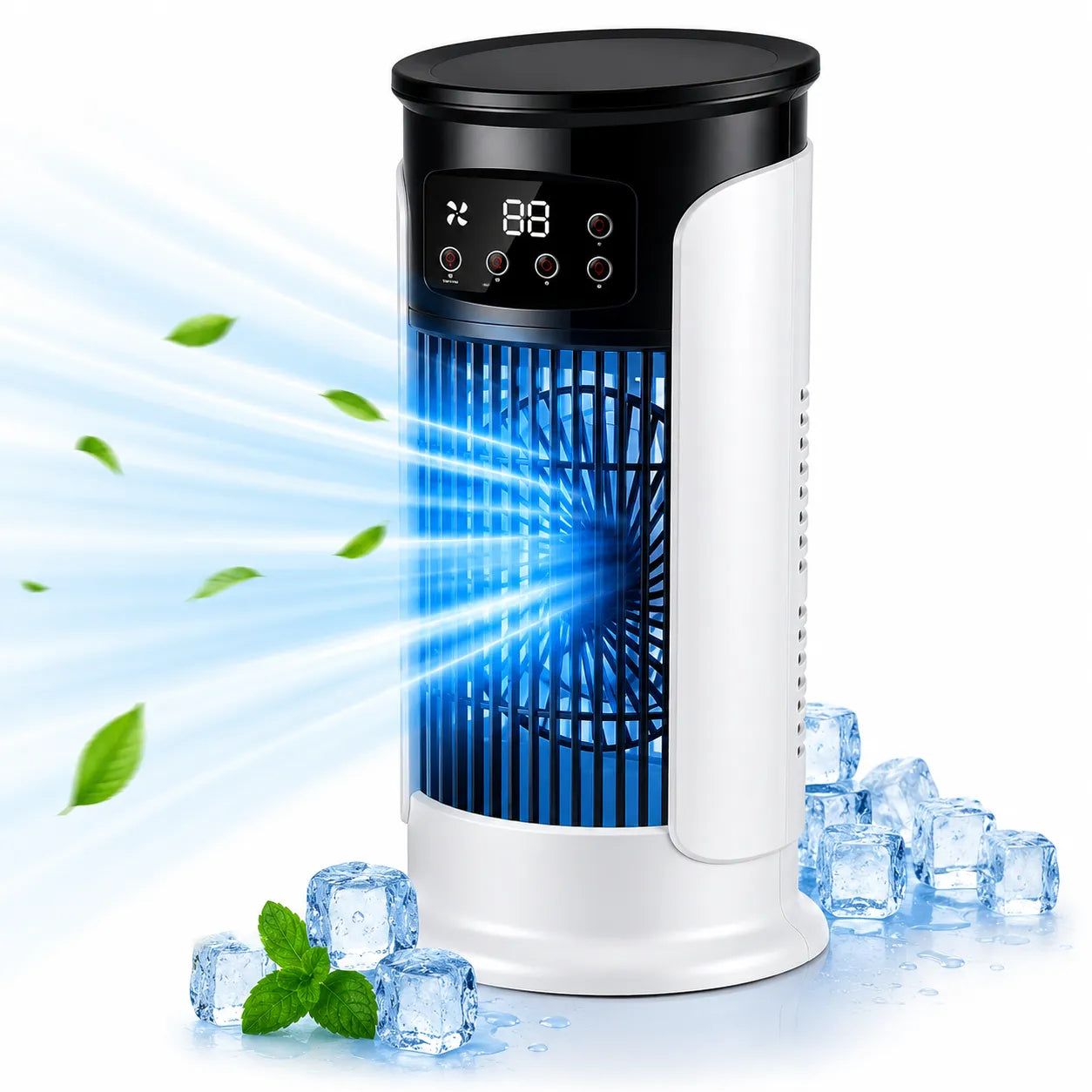 3-w-1 chłodnica powietrza z LED, nawilżaniem i 6 poziomami