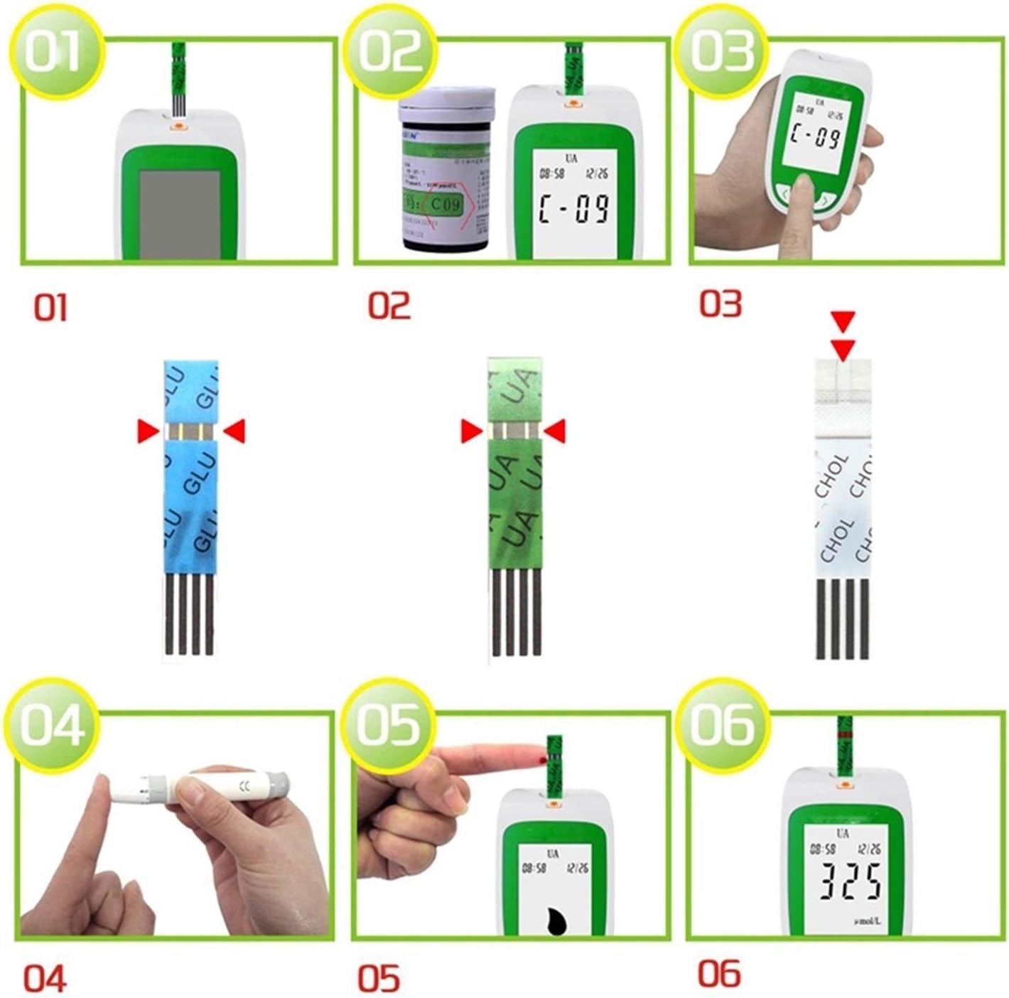 Cholesterin-Heimtest-Kit Tragbares Blutmessgerät 5