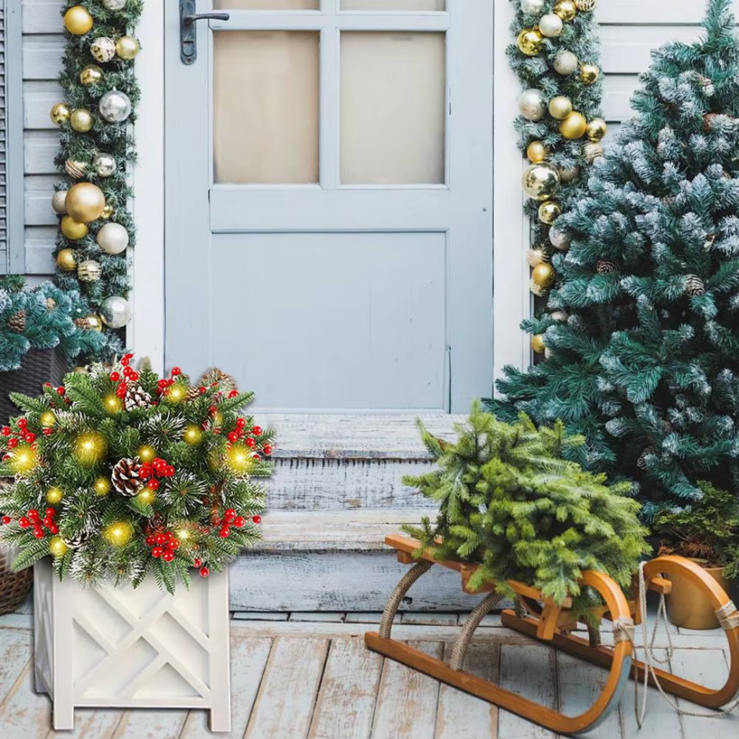 Leuchtender Weihnachtskranz – Für Blumentöpfe & als Dekoration