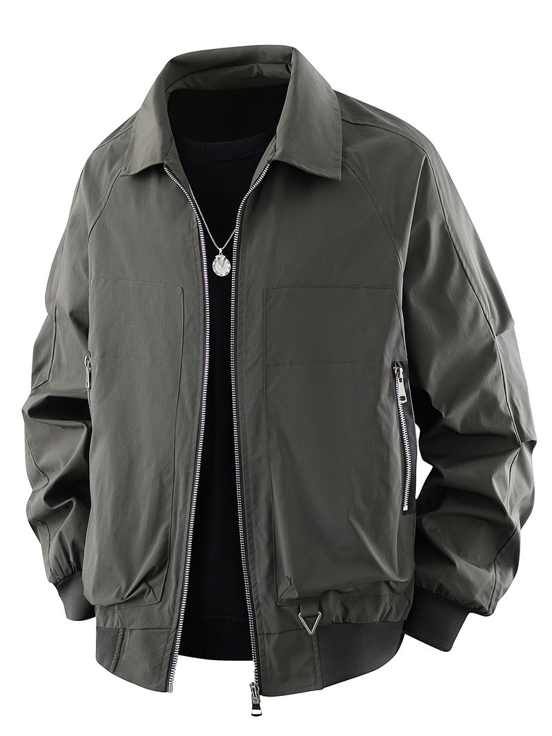 Herren Langarm Stehkragen Reißverschluss Jacke | Casual