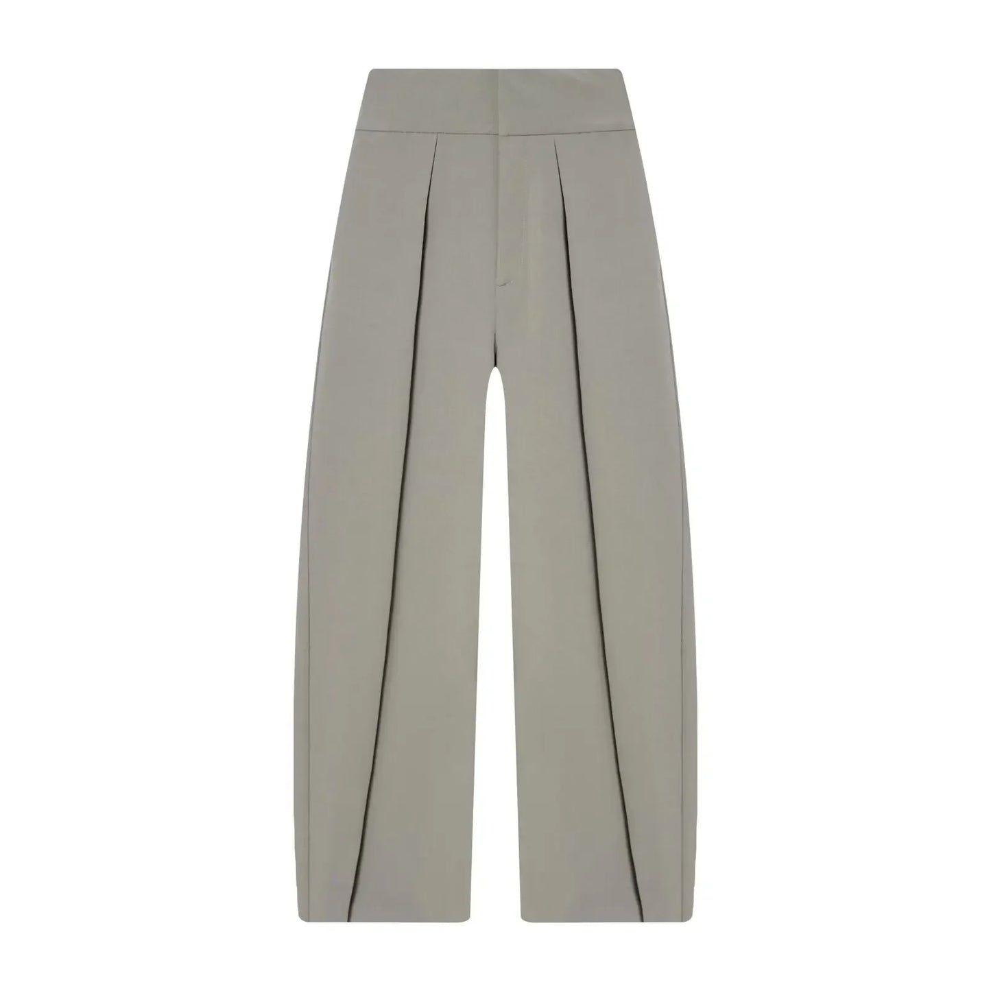 Damen High Waist Hose mit Bundfalten vorne und weitem Bein | Taillierte Passform
