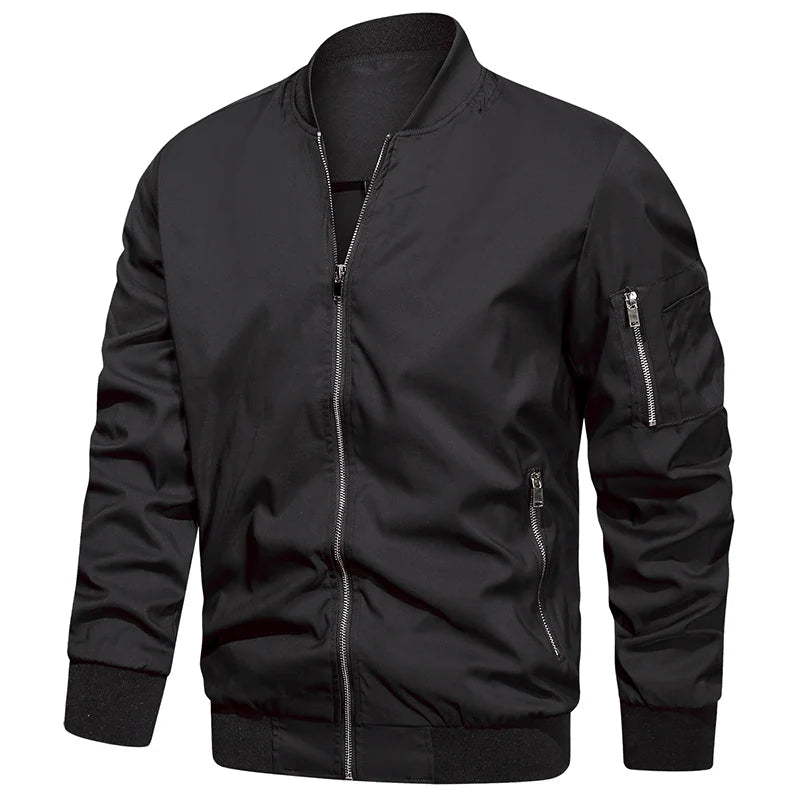 Herren Stehkragen Reißverschluss Bomberjacke Langarm | Streetwear