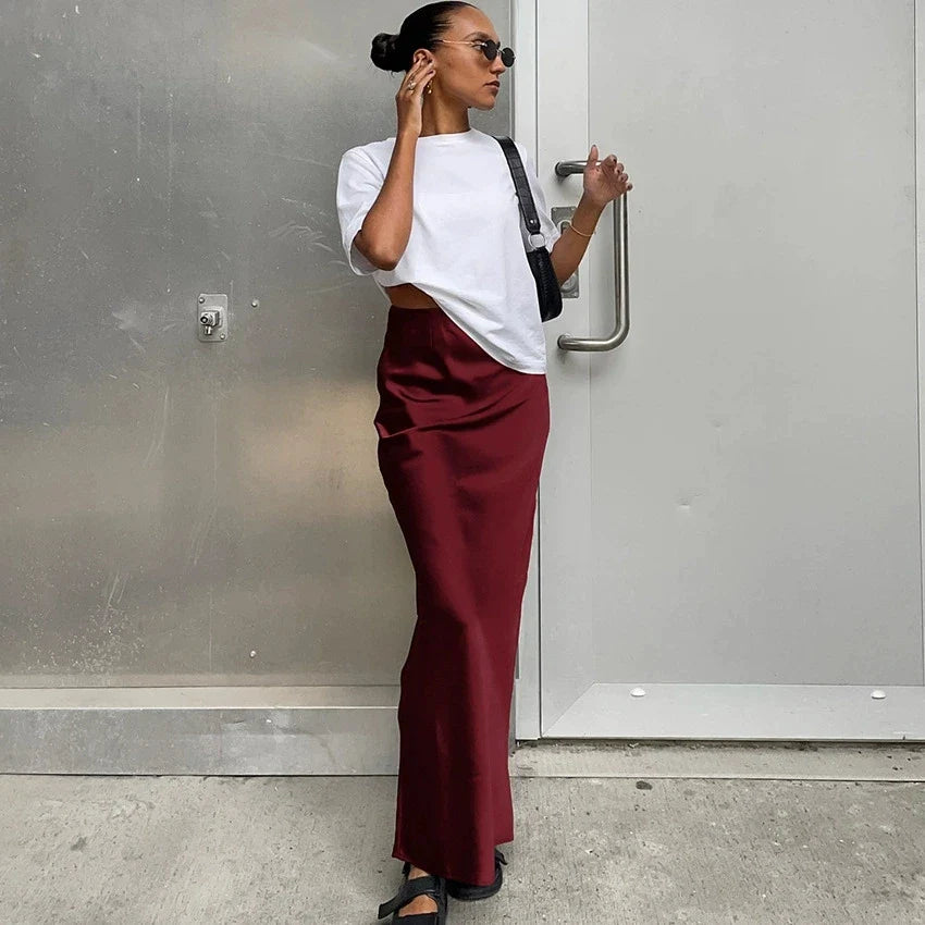 Damen High Waist Rock Mit Geradem Schnitt Minimalistischem Stil | Maxi