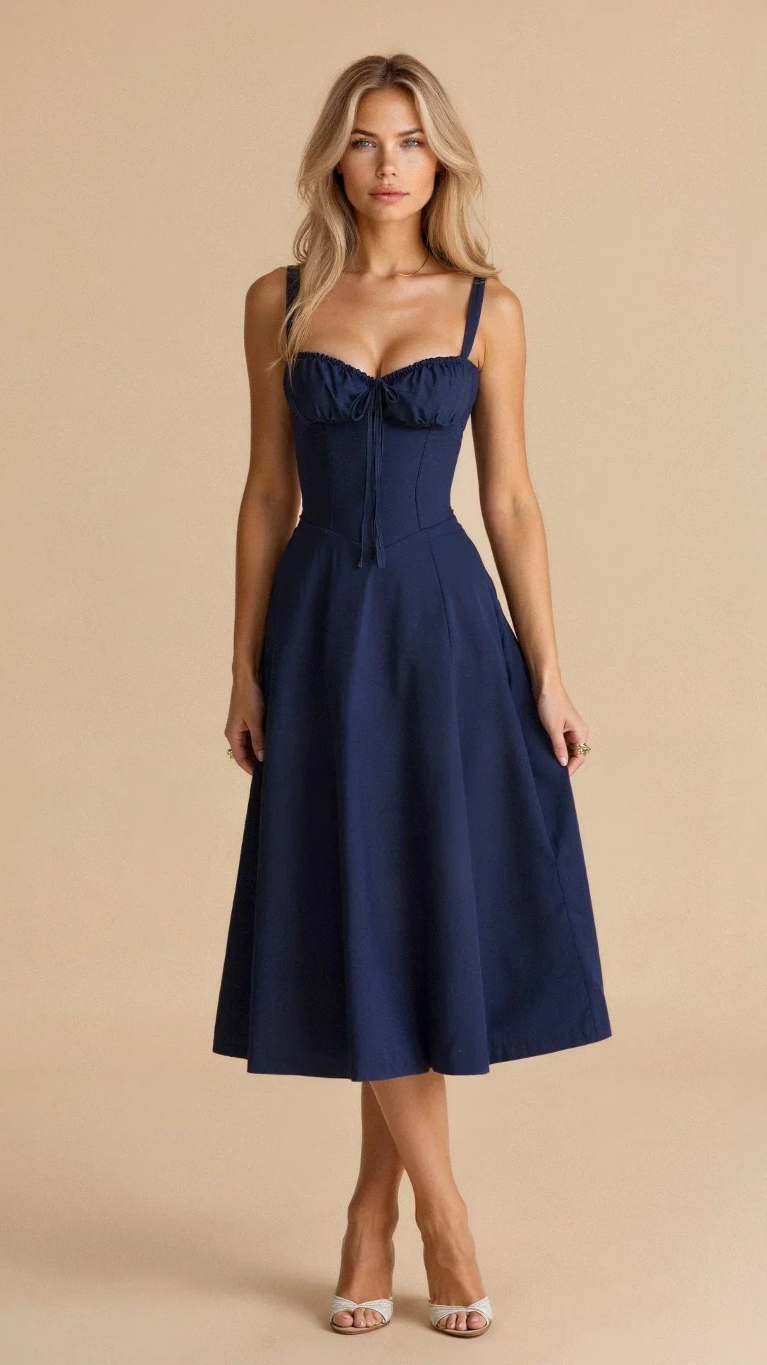 Robe midi pour femmes | Coupe ajustée évasée | Motif floral | Look estival pour occasions