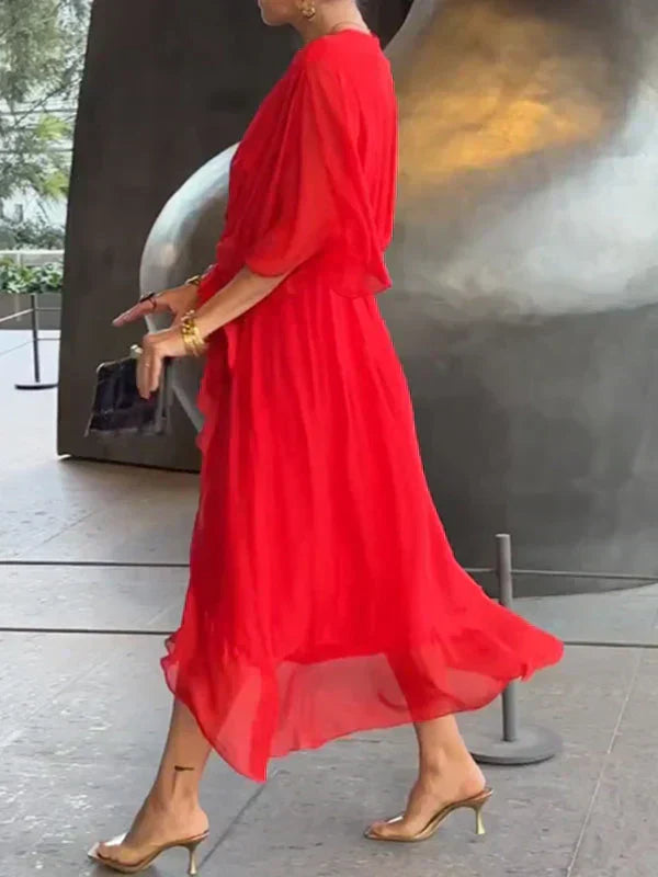 Dámské maxi šaty | Zavazovací vzhled a výstřih do V | Elegantní styl pro každý den