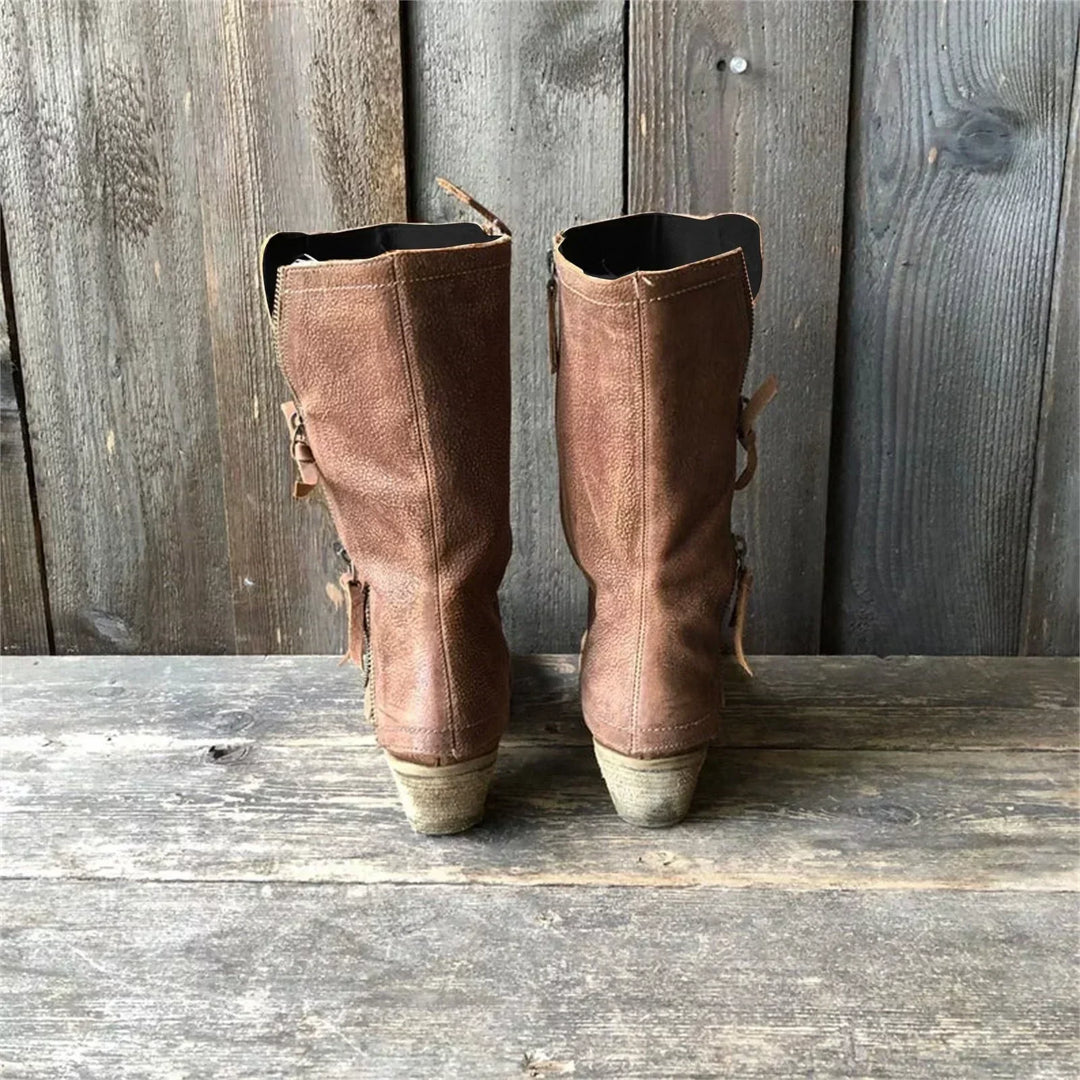 Amara | Women's Leather Mid-Calf Zip Boots