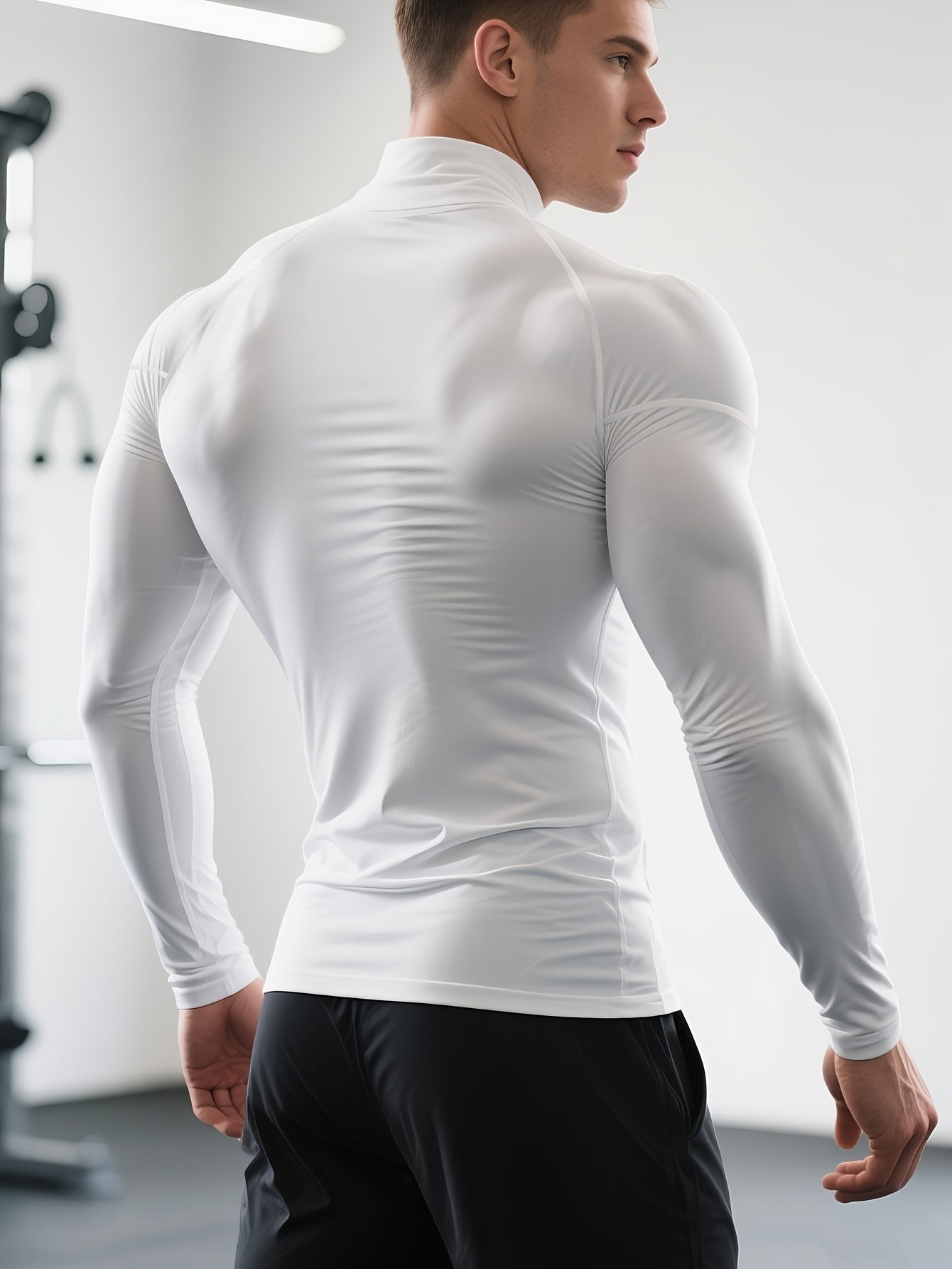 Herren Stretch Fit Shirt mit langen Ärmeln und hohem Kragen | Thermal Wear