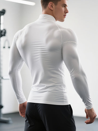 Herren Stretch Fit Shirt mit langen Ärmeln und hohem Kragen | Thermal Wear