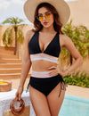 Set bikini donna con collo all'americana, scollo a V, vita alta | Contrasto