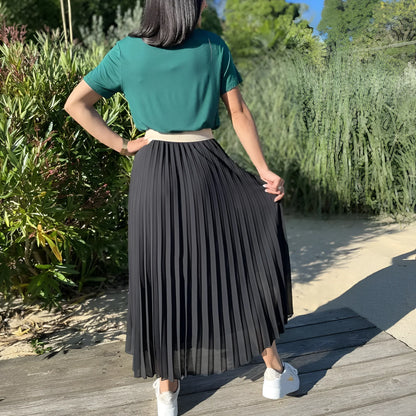 Damen Strukturierter Faltenrock | Vertikale Linien