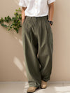 Herren Freizeithose | Hose mit Hoher Taille und Weitem Bein | Faltendetail | Moderner Relaxed-Look