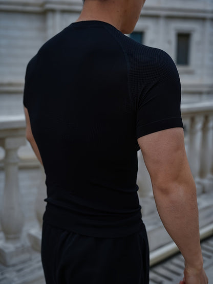 T-shirt de fitness homme | T-shirt à manches courtes près du corps | Silhouette définie | Look moderne de vêtements de sport