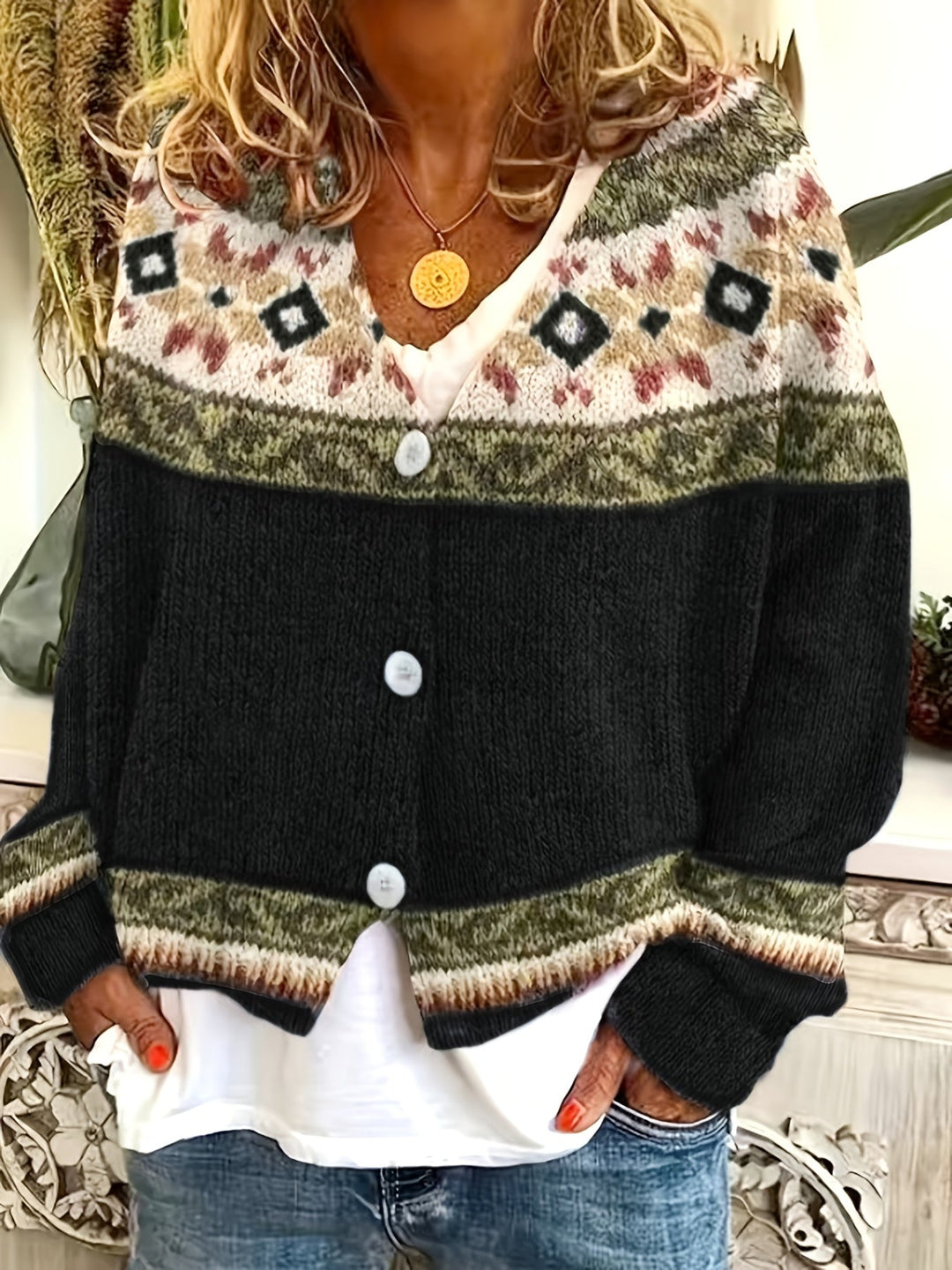 Wren | Women's Patterned Button-Front Cardigan