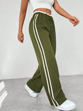Damen High Waist Freizeithose mit Seitenstreifen und weitem Bein | Relaxed Fit