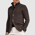 Herren Strickjacke Langarm Stehkragen Knöpfe Strickjacke | Strukturiert