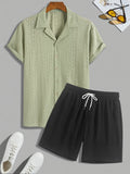 Herren Freizeit Set | Zweiteiliges Outfit mit Hemdkragen | Shorts mit Kordelzug | Moderner Sommerlook