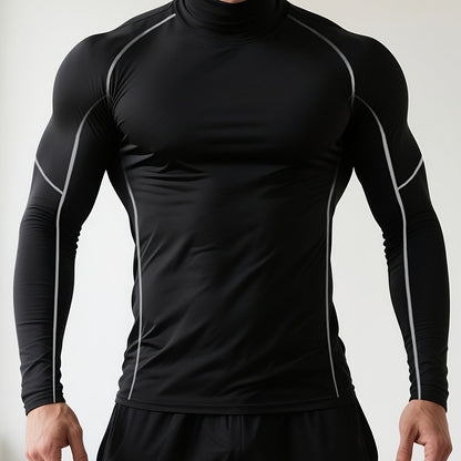Herren Stretch Fit Shirt mit langen Ärmeln und hohem Kragen | Thermal Wear