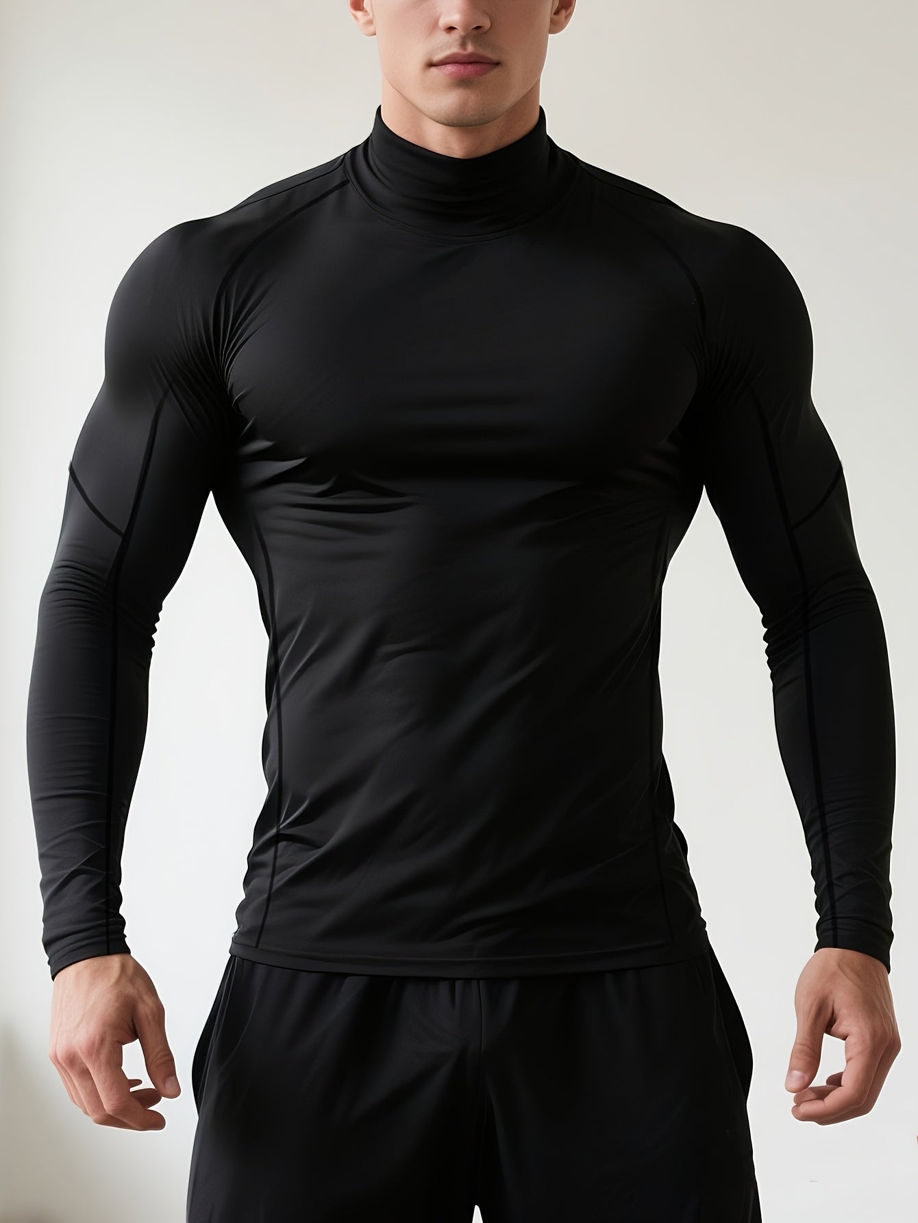 Herren Stretch Fit Shirt mit langen Ärmeln und hohem Kragen | Thermal Wear
