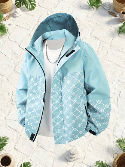 Hanorac cu glugă pentru bărbați | Croială regulară | Windbreaker cu fermoar | Look casual pentru activități în aer liber