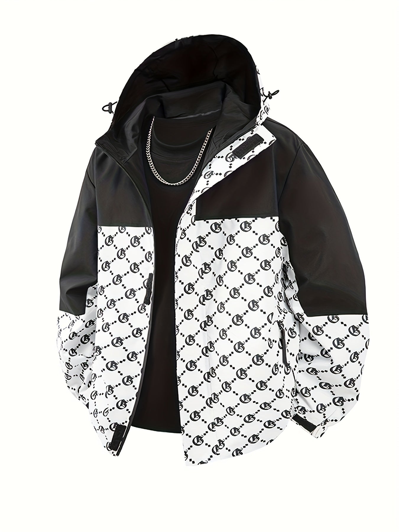 Hanorac cu glugă pentru bărbați | Croială regulară | Windbreaker cu fermoar | Look casual pentru activități în aer liber