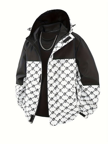Hanorac cu glugă pentru bărbați | Croială regulară | Windbreaker cu fermoar | Look casual pentru activități în aer liber