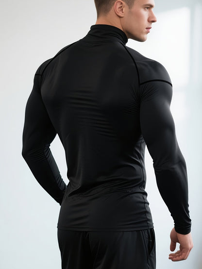 Herren Stretch Fit Shirt mit langen Ärmeln und hohem Kragen | Thermal Wear