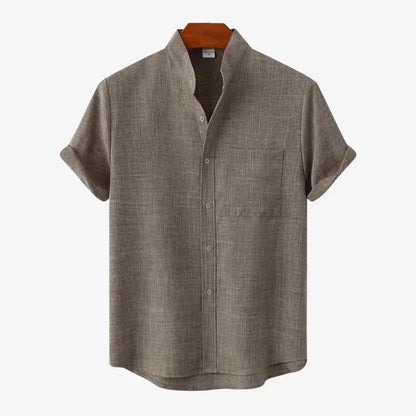 Herren Kurzarm Hemd Mit Stehkragen | Smart Casual Stil
