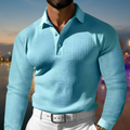 Herren Langarm Polo Pullover mit Kragen Strukturmuster | Strukturiert