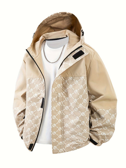 Hanorac cu glugă pentru bărbați | Croială regulară | Windbreaker cu fermoar | Look casual pentru activități în aer liber