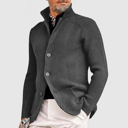 Herren Strickjacke Langarm Stehkragen Knöpfe Strickjacke | Strukturiert