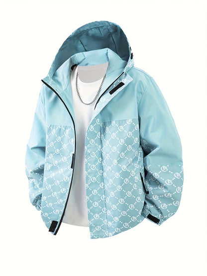 Hanorac cu glugă pentru bărbați | Croială regulară | Windbreaker cu fermoar | Look casual pentru activități în aer liber