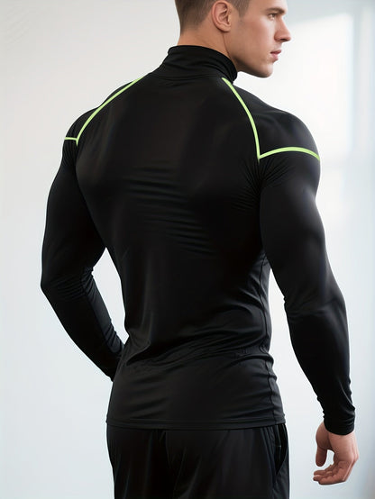 Herren Stretch Fit Shirt mit langen Ärmeln und hohem Kragen | Thermal Wear