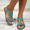 Damen Sandalen Strass Blumenriemen Offene Zehen Flache Sandalen | Fersenriemen