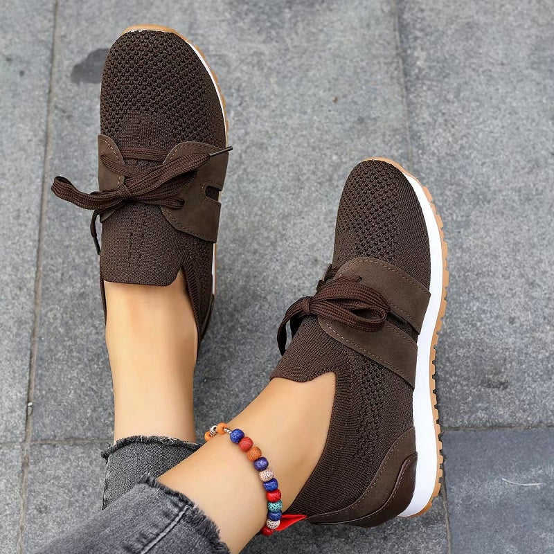 Damen Slip-On Strick Sneaker | Mit Schnürdetail