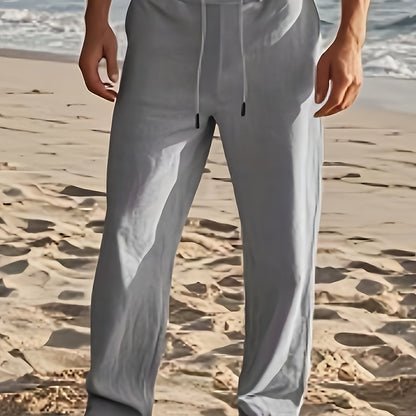 Herrenhose | Regular Fit Hose mit Geradem Bein | Kordelzugbund | Lässiger Sommerstil