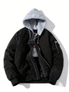 Veste bomber homme avec capuche | Coupe confortable avec fermeture éclair | Design à capuche superposée | Look décontracté streetwear