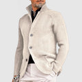 Herren Strickjacke Langarm Stehkragen Knöpfe Strickjacke | Strukturiert