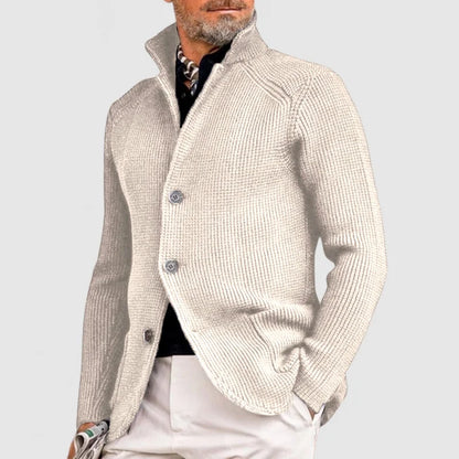 Herren Strickjacke Langarm Stehkragen Knöpfe Strickjacke | Strukturiert