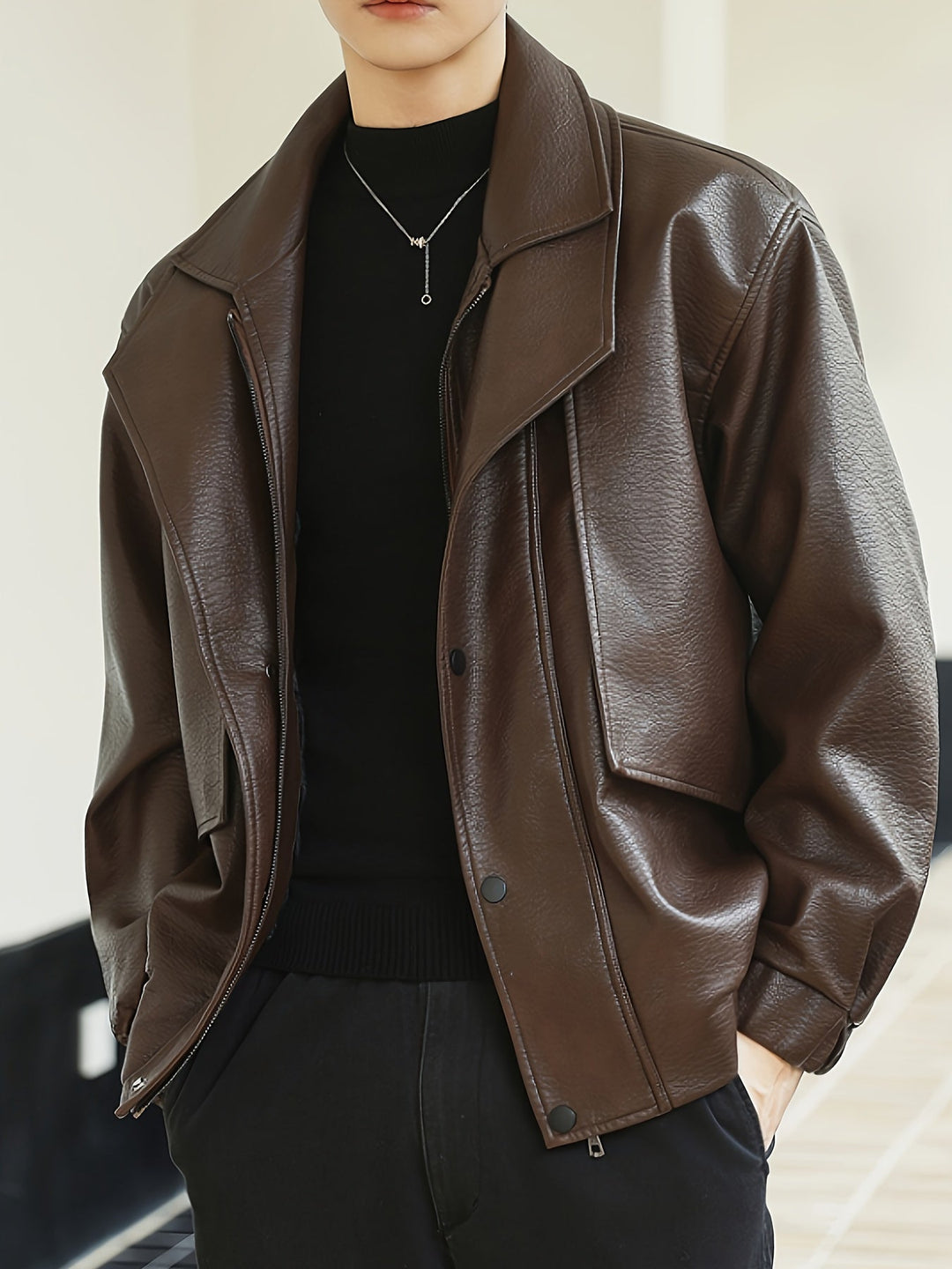 Giacca bomber da uomo | Vestibilità regolare | Giacca stile ecopelle | Look casual