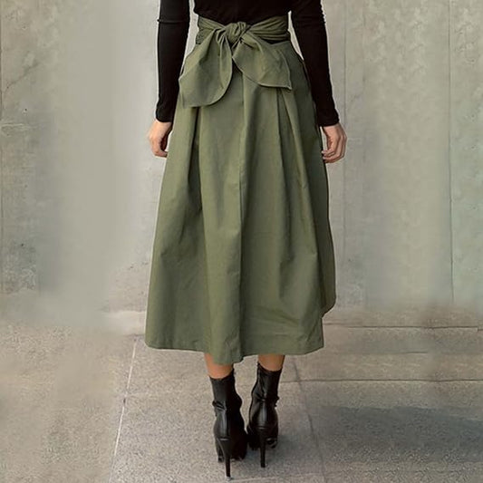 Damen Hohe Taille A-Linien Midi Rock | Strukturierte Form