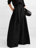 Damen Hohe Taille Maxi Rock | Falten Design