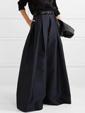 Damen Hohe Taille Maxi Rock | Falten Design