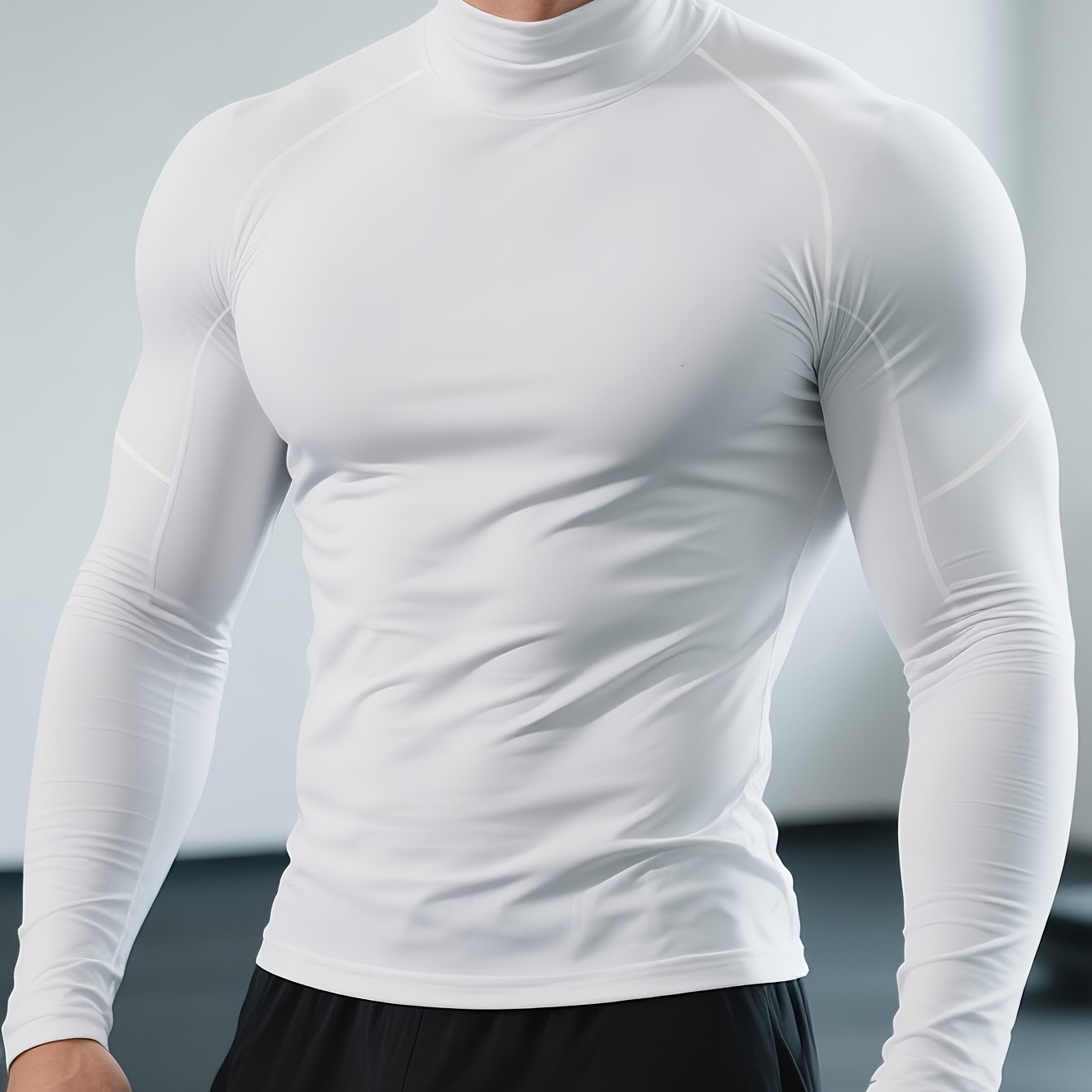 Herren Stretch Fit Shirt mit langen Ärmeln und hohem Kragen | Thermal Wear