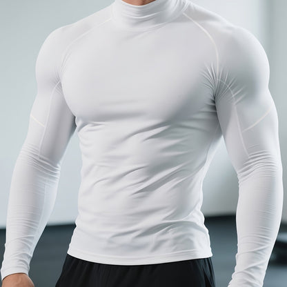 Herren Stretch Fit Shirt mit langen Ärmeln und hohem Kragen | Thermal Wear