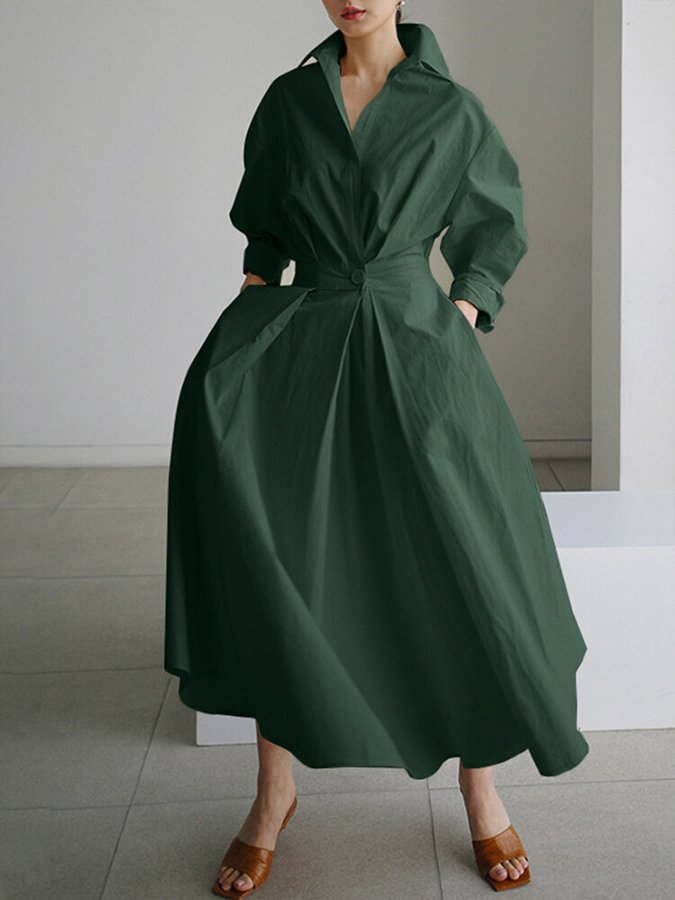 Dámské maxi košilové šaty | Zapínání na knoflíky a zavazovací pásek | Nadčasově elegantní styl