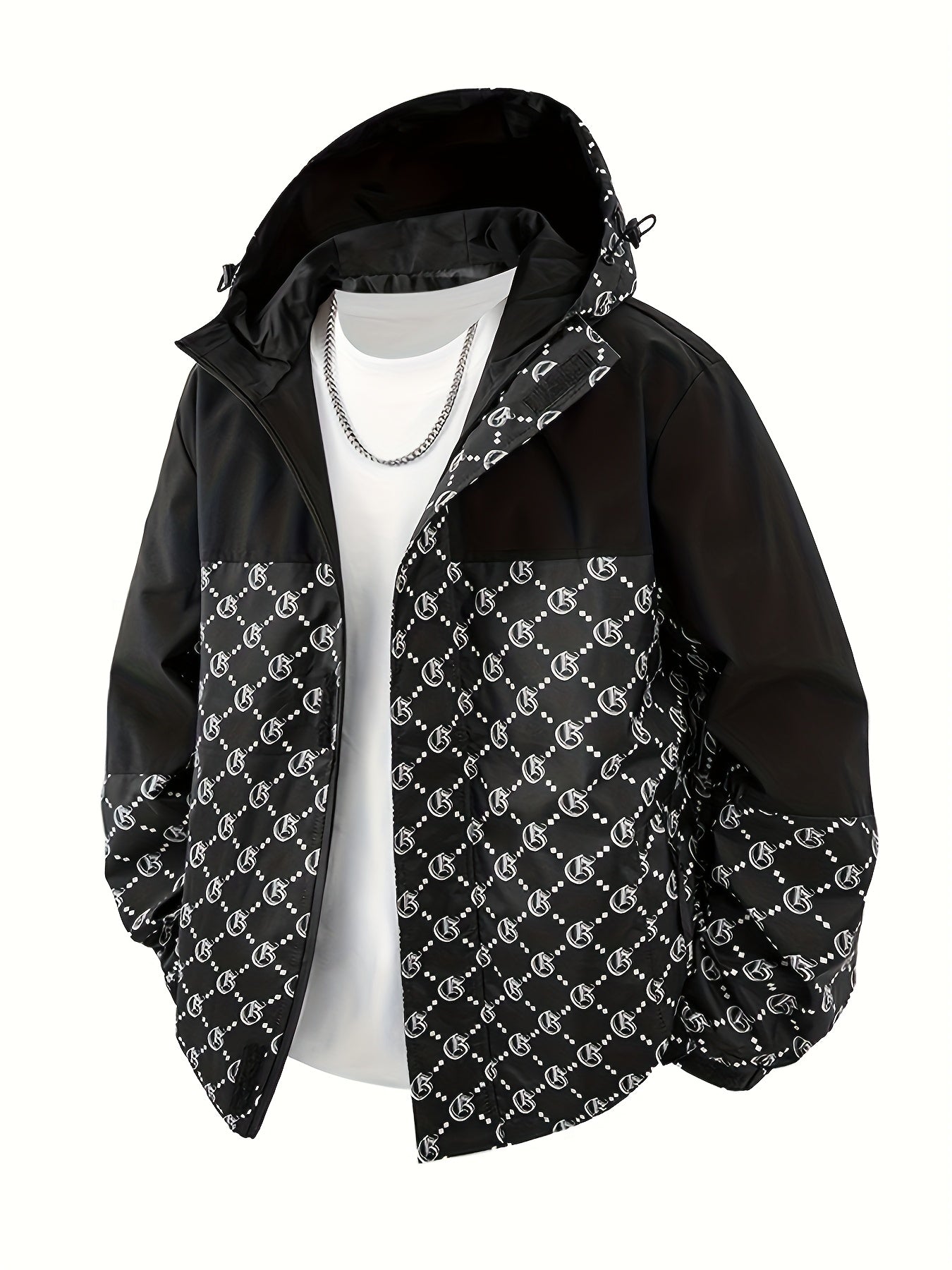 Hanorac cu glugă pentru bărbați | Croială regulară | Windbreaker cu fermoar | Look casual pentru activități în aer liber